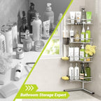 Standing Corner Shower Caddy - 4-Tier Rustproof Adjustable Shower Shelves - Image 3
