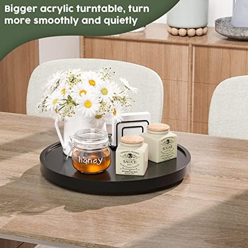 Lazy Susan for Table, 12 Inch Non-Skid Bamboo Turntable Organizer - Image 3