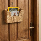 Set of 2 Magazine Holder Wall Basket Water Hyacinth Woven Mail Organizer, Wicker Wall Hanging Baskets for Magazines, Letters & Storage Decorative Mail Holder, Magazine Rack, 11.8x4.3x7.9 Inch - Image 7