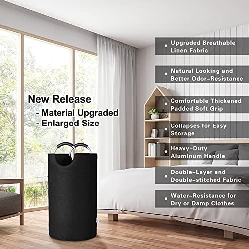 Large Laundry Basket, Laundry Hamper Bag with Handles, 95L Heather Black - Image 6