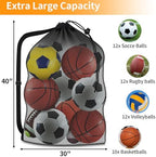 Extra Large Mesh Ball Bag, Heavy Duty 40"x30" Hold 10-12 Soccer Basketball - Image 2