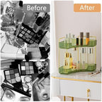 Corner Bathroom Counter Organizer Bathroom Countertop Shelf Makeup Organizer for Vanity Perfume Tray for Corner Storage (2 Tiers, Green) - Image 4