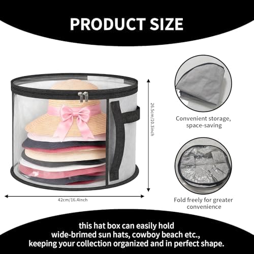 4-Piece Hat Storage Box, a Large-Capacity, Foldable, Transparent and Multi-Functional Organizer With Handle, Suitable for Storing Cowboy Hats, Top Woolen Hats Baseball Caps - Image 4