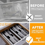 SpaceAid WrapNeat 3 in 1 Wrap Organizer with Cutter and Labels, Plastic Wrap, Aluminum Foil and Wax Bamboo Dispenser for Kitchen Storage Organization Holder for 12" Roll (Black) - Image 2
