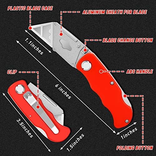 JETMORE 4 Pack Folding Utility Knife, Box Cutter with 10 Blade, Razor Knife - Image 5