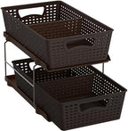 Simple Houseware 2 Tier Pull-Out Sliding Drawer Under Sink Storage, Brown - Image 4