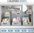2-Pack Under Sink Storage Organizer, Large 2-Tier Elegant Mesh Pull Out Shelf for Kitchen and Bathroom Cabinet Organization, L-Shaped and Adjustable Height Design-Gun Gray - Image 5