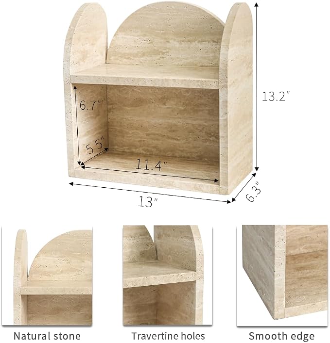 DUANYAN Travertine Shelf Bathroom Counter Organizers and Storage 2-Tier - Image 2
