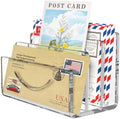 Mail Organizer Envelope Holder - 3 Compartments Clear Acrylic Mail Holder Countertop Home Office Desk Organizer Small File Sorter Vertical Bill Letter Paper Document Storage Rack by ENJOYYOURLIFE