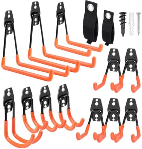 Garage Hooks Heavy Duty 14 Pack, Steel Garage Storage Hooks, Tool Hangers for Garage Wall Utility Wall Mount Garage Hooks and Hangers with Anti-slip Coating for Garden Tools, Ladders, Bulky Items by GARDENANDTOOL