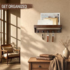 Walnut Wood Key Holder Wall Mount for Room Decor and Organization, Brown - Image 5