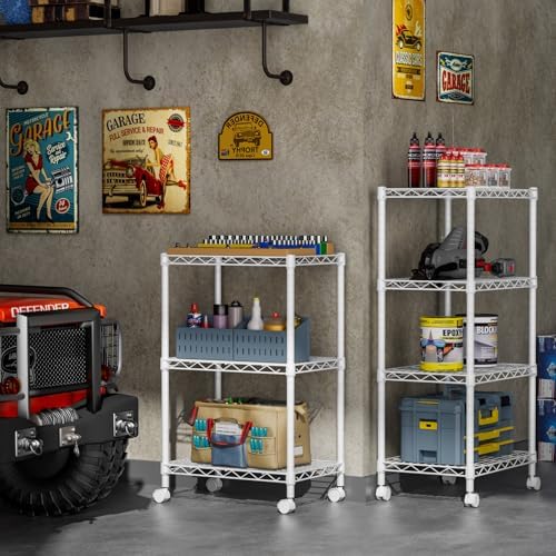 SINGAYE 3 Small Wire Shelves Kitchen Pantry Close Home Organizers and Storage Bathroom Shelf Laundry Room Organization Adjustable Book Metal Garage Shelving Unit - Image 2