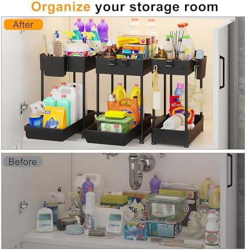 Sevenblue 3-Pack 2-Tier Under Sink Organizers with Sliding Drawers - Image 3