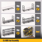 Spampur 420LB Capacity Power Tool Organizer with Charging Station & 6 Outlets | Quick Assembly 4-Layer Heavy Duty Rack for Drills & Batteries | Ultimate Garage Storage & Christmas Gift for Men - Image 4
