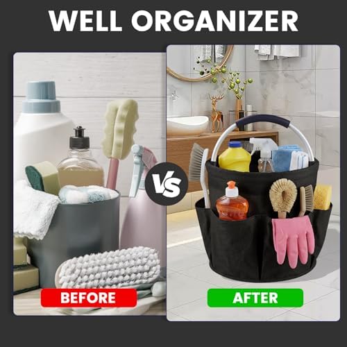 Cleaning Caddy with Handle, 17L Cleaning Supplies Organizer (Black) - Image 3