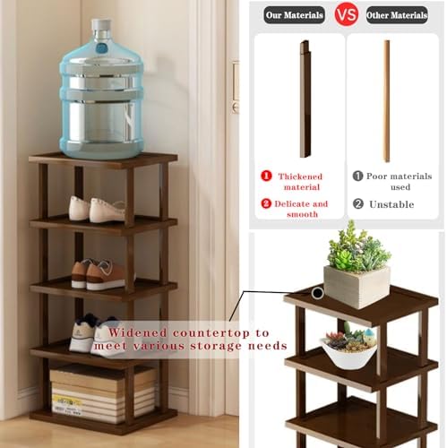 AFOORD Vertical Shoe Rack-Tall Narrow Shoe Rack Organizer for Small Spaces,12Tier Bamboo Shoen Shelf for Entryway,Closet,Corner,Doorway,Skinny Shoe Shelf Space Saving Shoe storage,Free Stackable DIY - Image 5