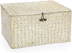 Hipiwe Wicker Shelf Baskets Bin with Lid, Large Seagrass Basket Storage Box by Hipiwe