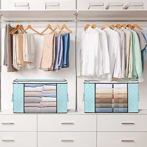 90L Large Storage Bags, 4 Pack Clothes Storage Bins Closet Organizers | Foldable Storage Containers, with Reinforced Handle, for Clothing, Blanket, Comforters, Bed Sheets, Pillows and Toys,Blue - Image 7