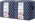 Storage Bags 2 Pack 100L Clothes Organization and Storage Containers | Large Blanket for Comforters,Bedding, Foldable Organizer with Reinforced Handle, Clear Window, Sturdy Zippers, Blue by WiseLife