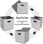Black Foldable Storage Cubes Bins , Fabric Storage Box Cubes Organizer Baskets with Dual Handles for Home Organizer Grey Light - Image 6