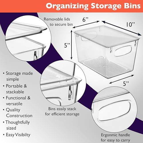 ClearSpace Pantry Storage Bins with Lids for Kitchen & Fridge, 6 Pack - Image 2