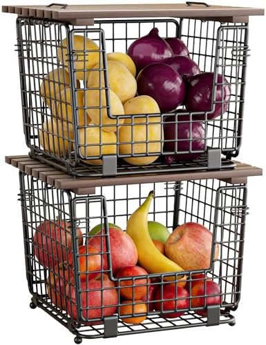 2 Pack Stackable Potato Onion Bins, Pantry Organizers and Storage by GGIU