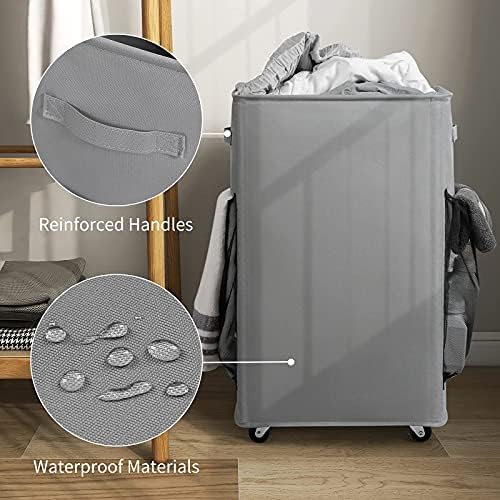 Chrislley Rolling Laundry Basket, 90L Foldable Laundry Hamper with Wheels - Image 5