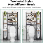 Kalrin 8-Tier Over The Toilet Storage with Side Rack, Over Toilet Storage Rack with Adjustable Shelf & Drain Basket, Freestanding Bathroom Organizer for Balcony, Laundry (Vintage Brown) - Image 5