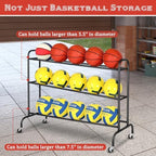 FHXZH Basketball Rack Training Stand - Tilt Ball Training Equipment Holder Shooting Rolling Storage Cart with Wheels Sports Outdoor Volleyball Soccer Football Garage Organizer Basketball Accessories - Image 5