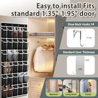 Kotkn Over the Door Shoe Organizer with 30 Breathable Mesh Pockets - Large Capacity Closet Storage for Men & Women, Hanging Shoe Rack Organizer (Solid black) - Image 4