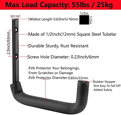 Garage Hooks, 10" Heavy Duty Garage Storage Tool Hangers, Wall Mount Storage Hooks for Garden Tools, Ladders, Bikes, Bulky Items - Image 3