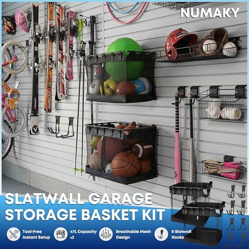 10 Pcs Slatwall Baskets Kit, Slatwall Mesh Storage Baskets with Hooks - Image 3