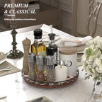 AMH 12-Inch Brown Checkerboard Lazy Susan with Black Metal Rail - Image 4