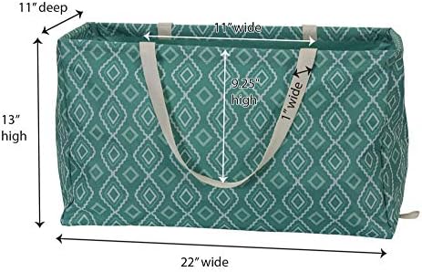 Household Essentials Rectangular Krush Container, All‑Purpose Utility Tote with Diamond Pattern, Teal - Image 3