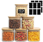 ComSaf Square Glass Containers with Lids 0.6 Qt, Set of 6 Small Glass Jars by ComSaf