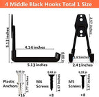 Storage Double Hooks Garage Space Saver Organizer Utility Hanger,Rack Extended Wall Mount Tool Heavy Duty Steel Holder with Anti-Slip Coating, 4 Pack 5.1" Garage Hook - Image 4