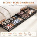 Lifewit Under Bed Shoe Storage Organizer 1 Pack(14 Shoes Cells+4 Boots Cells), 4.3 Inches Profile Fabric Shoes Container Box with Clear Cover, Foldable Storage Bag with 2 Handles, Fits 11 to 18 Pairs - Image 4