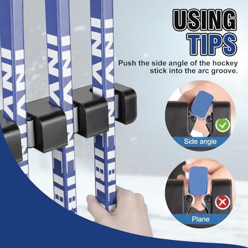 Hikeen Hockey Stick Wall Mount, Enhanced Stability Ice Hockey Stick Display Holder, Space-Saving Hockey Stick Organizer Holds up to 6 Sticks for Any Home Office Wall - Image 5