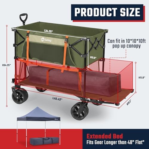 Sekey 400L Double-Decker Wagon, 500 lb Capacity, 50 in Extender - Image 3