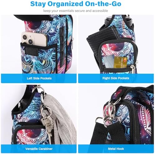 icolor Magnetic Gym Bag Water Bottle Carrier Holder with Phone Pockets & Shoulder Strap,Gym Magnetic Bag 5 Built-in Magnets Gym Accessories Organizer Sling Bottle Bag Pouch Sleeve - Image 4
