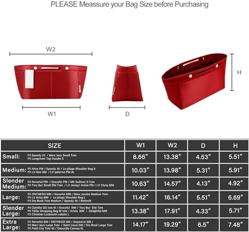 ZTUJO Purse Organizer Insert For Handbag & Tote Shaper,Tote Bag Organizer Insert For Speedy Neverful, 6 Sizes(Medium, Silky Red) - Image 2
