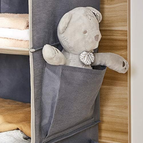 YOUDENOVA Hanging Closet Organizer and Storage for Clothes, 4-Shelf, Grey | Locker/RV/Camper Organizer, Side Pocket, Hanging Shelves for Small Closet, Dorm Room Essentials for Guys, Breathable Fabric - Image 5