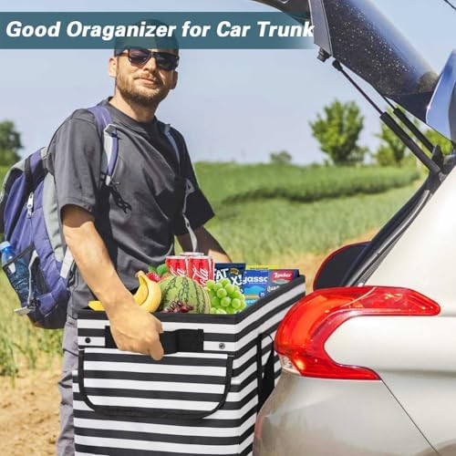 Standing Extra Large Utility Tote Bag with Hard Bottom & Hard Sides, Heavy Duty Reusable Grocery Bags with Handles & 3 Pockets for Shopping, Picnics, Camping, Laundry, Car, Beach Tote Bag - Image 2