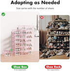 Foluck Shoe Storage Box, 15 Pack Clear Plastic Stackable Organizer for Closet, Interlocking Design Shoes Container Bins for Sneakers, Foldable Shoe Rack with Lids, Pink - Image 4