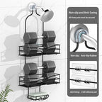 DAOYA Bathroom Shower Caddy Hanging - 3-Tier Organizer with Soap Holder & 6 Hooks for Towels, Sponge; Fits 21mm Shower Head Arm, Black - Image 4