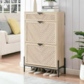 Shoe Cabinet with 2 Flip Drawers, Narrow Entryway Rack, Oak by VIPLUMI