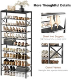 10 Tier Metal Shoe Rack with Wood Top, 30-40 Pairs - Image 6