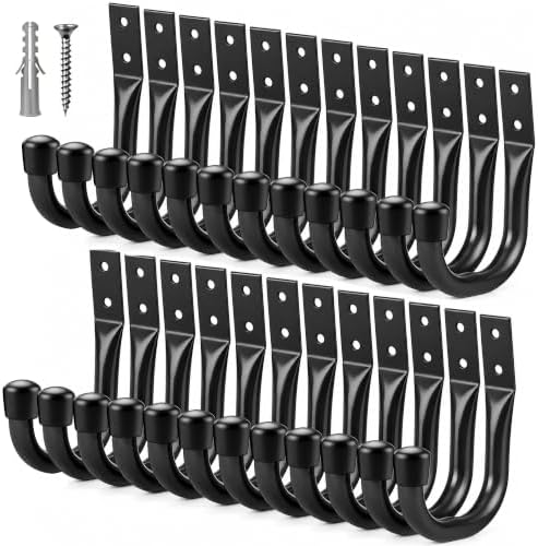24-piece Heavy Duty Garage Storage Hooks, Bike Hooks for Garage Wall, Utility Garage Hooks, Wall Mount J Hook for Hanging, Large Metal Storage Organizer Tool, Extension Cord Hanger by SWANLAKETOOLS