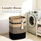 Laundry Hamper, 85L Tall Laundry Basket with Leather Handles, Rectangle Large Clothes Hamper for Organizing, Cotton Woven Laundry Baskets Storage Hampers for Bedroom, Nursery, Living Room - Image 2