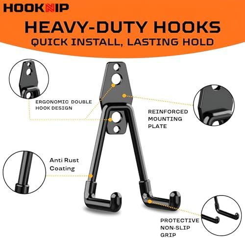 13 Pack Heavy Duty Garage Hooks, Wall Mounted Tool Hangers - Image 3